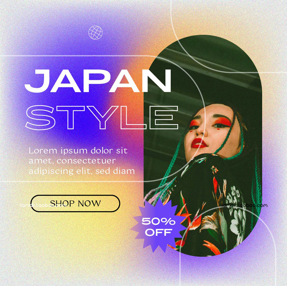 现代潮流霓虹效果服装品牌营销INS风新俄媒体推广PSD海报模板 Japan Fashion Instagram Post_img_2