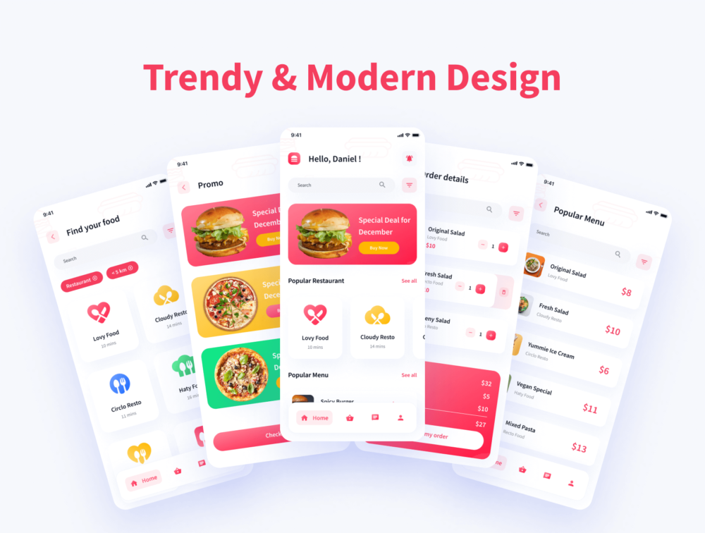 高级食品外卖送餐应用程序APP界面设计UI套件 Foode - Food Delivery Mobile App UI Kit_img_2