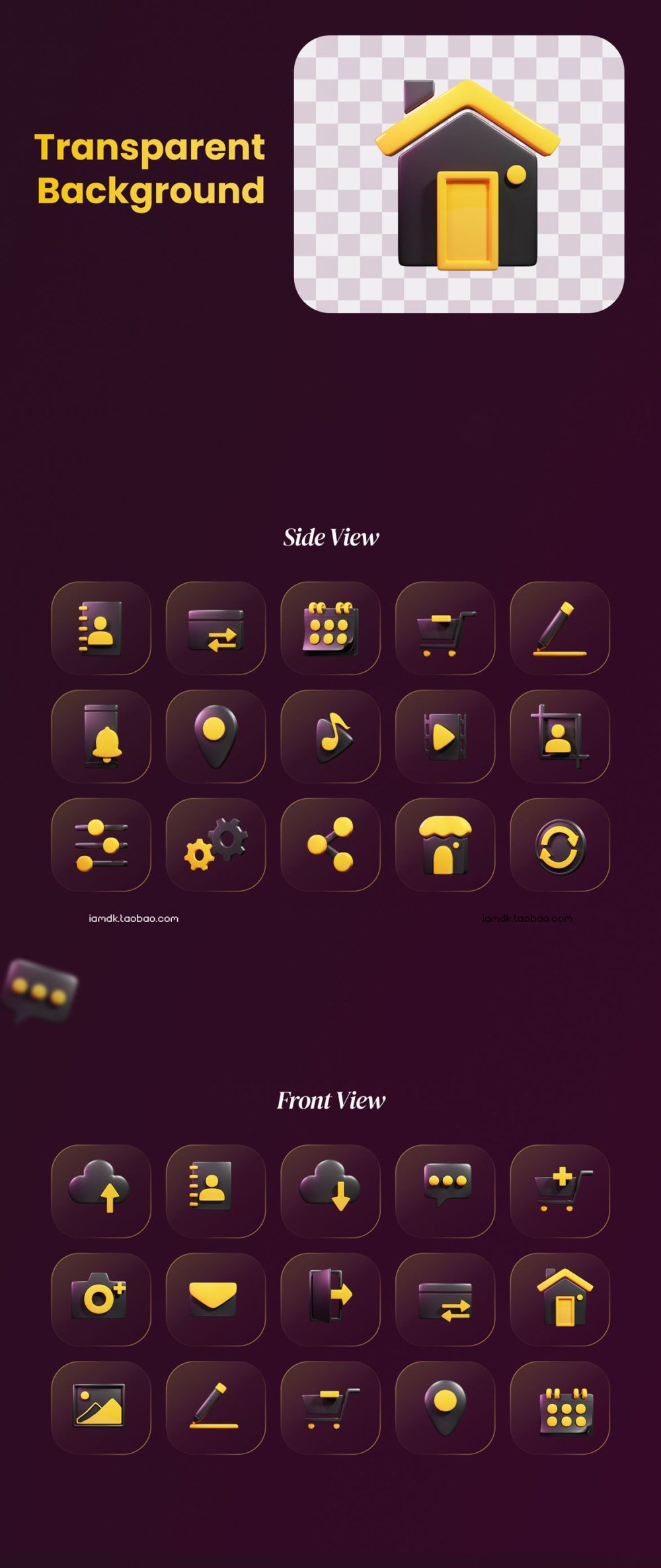 60款3D立体卡通网页app登陆个人中心icon图标png免抠图片设计素材 Bumblebees Ui 3D Icons_img_2