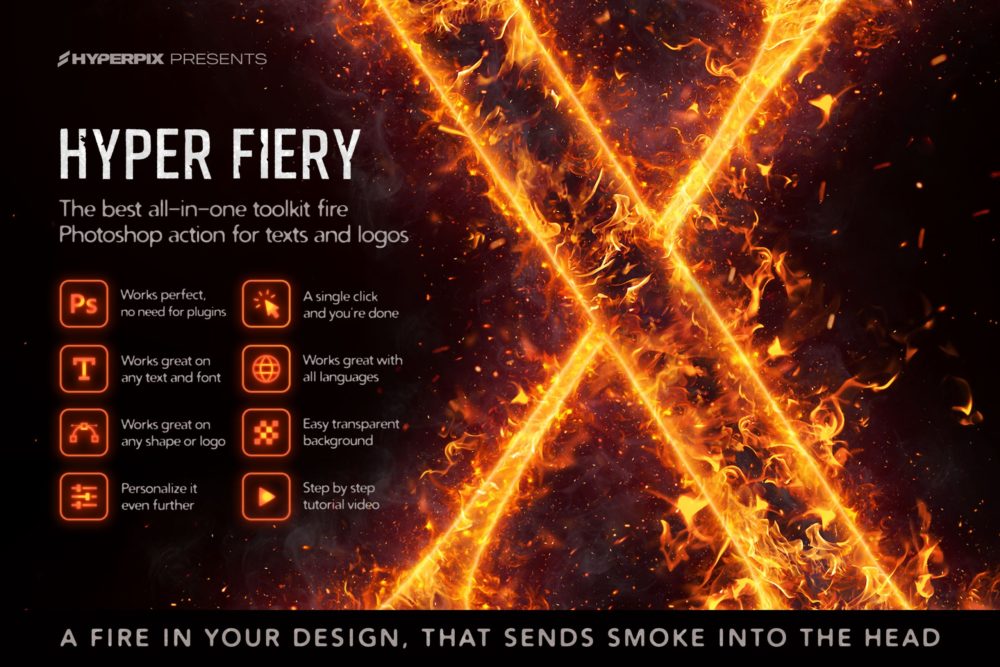 超酷火焰火花烟雾标题Logo文字设计创建者PS动作模板素材 Hyper Fiery – Realistic Fire Effect for Texts and Logos_img_2