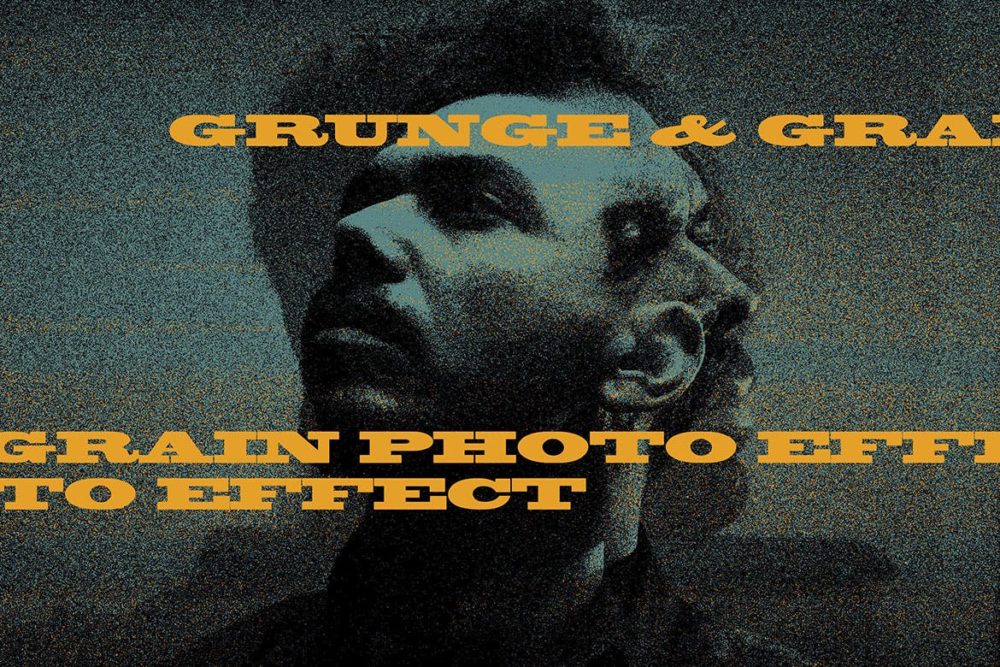 潮流复古做旧噪点颗粒照片后期处理特效PS样机模板 Grunge Grain Photo Effect_img_2