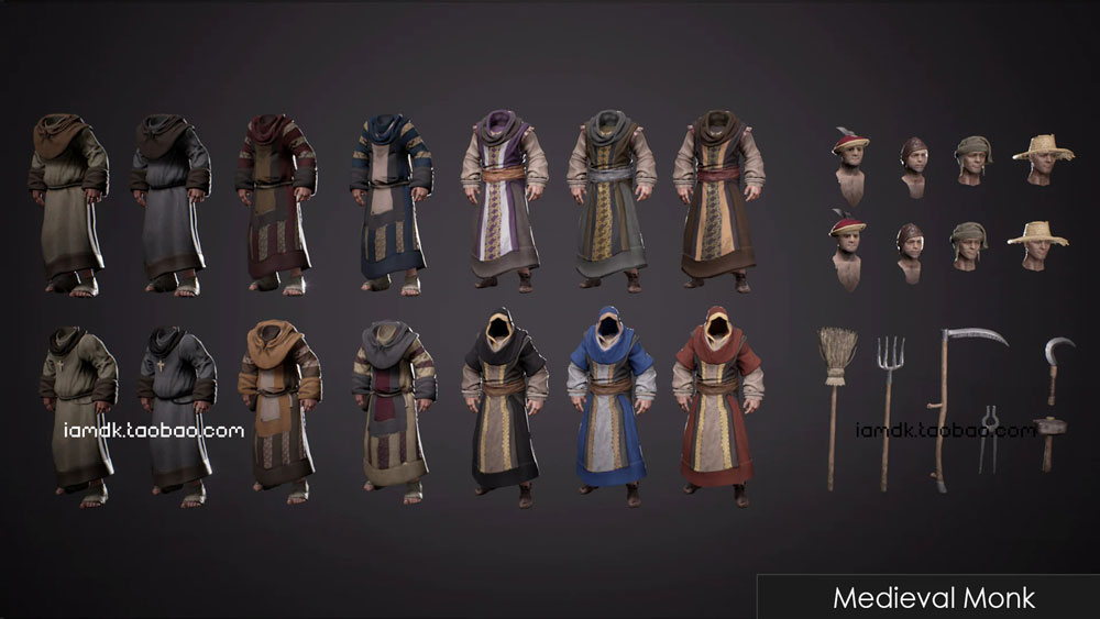 UE模型 中世纪欧洲僧侣教徒3D设计素材 Unreal Engine – Medieval Monks_img_2