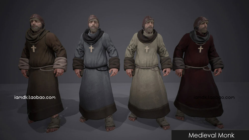 UE模型 中世纪欧洲僧侣教徒3D设计素材 Unreal Engine – Medieval Monks_img_2