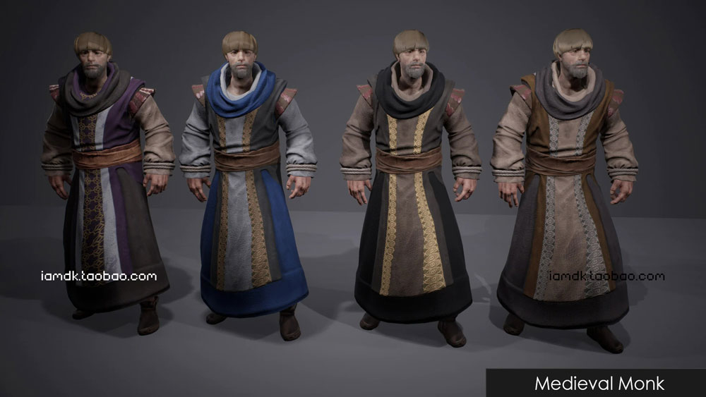 UE模型 中世纪欧洲僧侣教徒3D设计素材 Unreal Engine – Medieval Monks_img_2