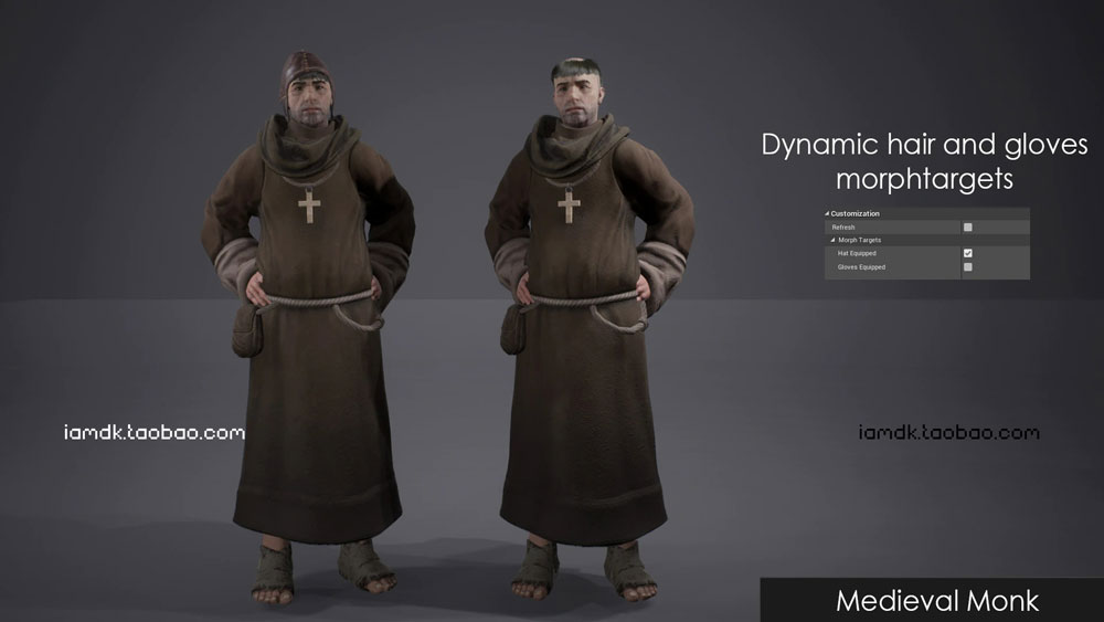 UE模型 中世纪欧洲僧侣教徒3D设计素材 Unreal Engine – Medieval Monks_img_2