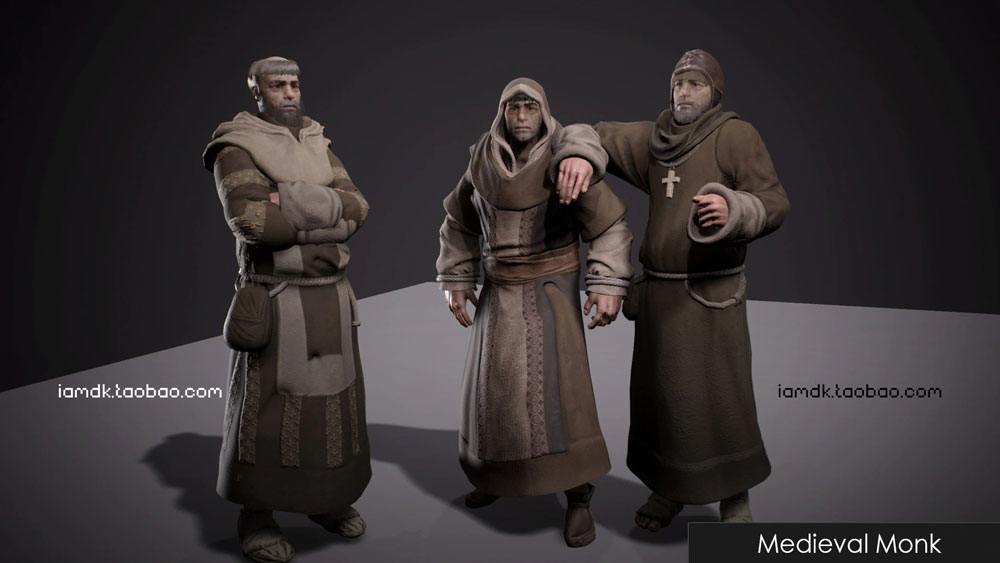 UE模型 中世纪欧洲僧侣教徒3D设计素材 Unreal Engine – Medieval Monks_img_2