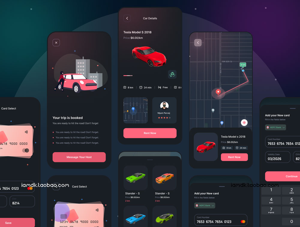 汽车租赁打车APP应用程序界面设计UI套件 Rideshare Ios UI Kit_img_2