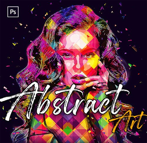 抽象多彩艺术几何色块拼贴人像照片处理特效PS动作素材 Abstract Art - Photoshop Action_img_2