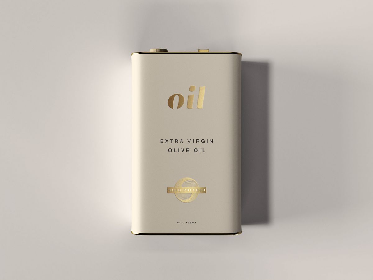 逼真橄榄油金属油罐设计展示贴图样机 Oil Tin Can Mockup_img_3