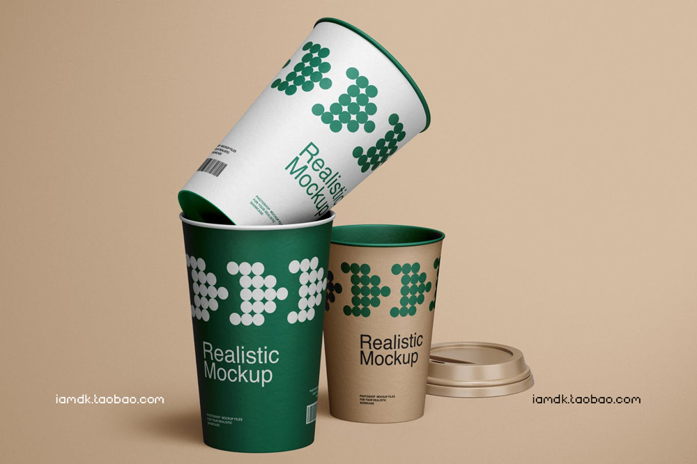 时尚极简品牌Logo作品设计一次性外卖咖啡纸杯展示样机 Paper Cups Mockup_img_2