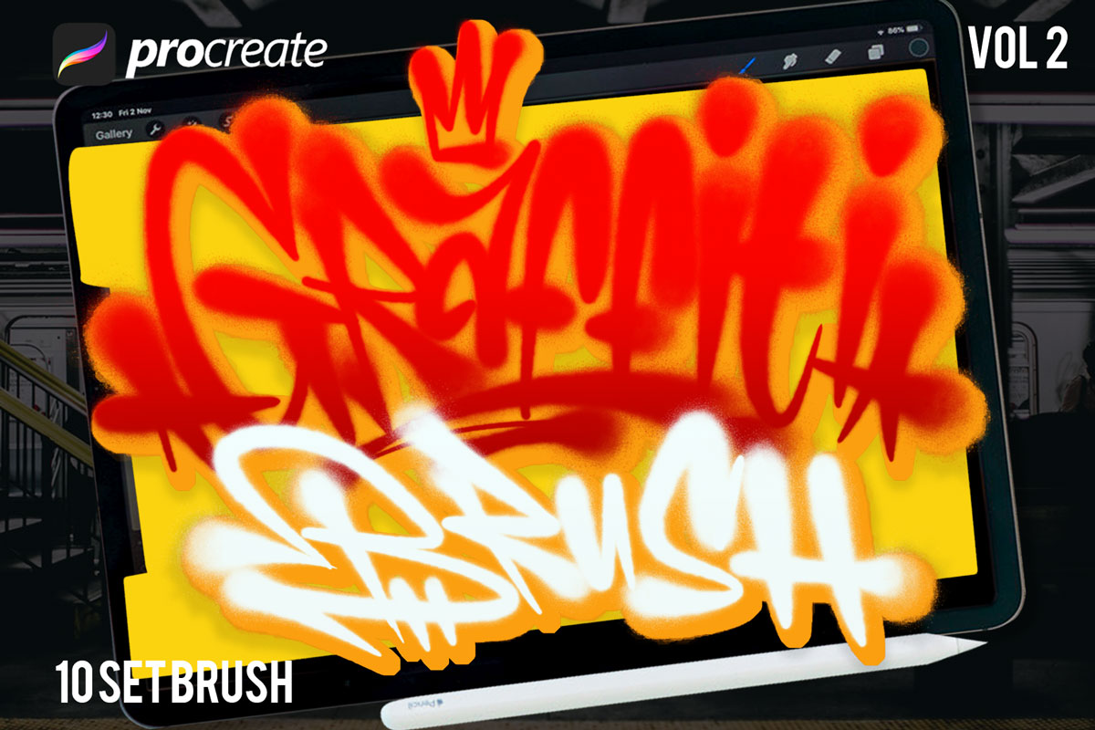 潮流喷墨涂鸦艺术绘画效果iPad Procreate笔刷素材 Graffiti brush vol #2_img_2