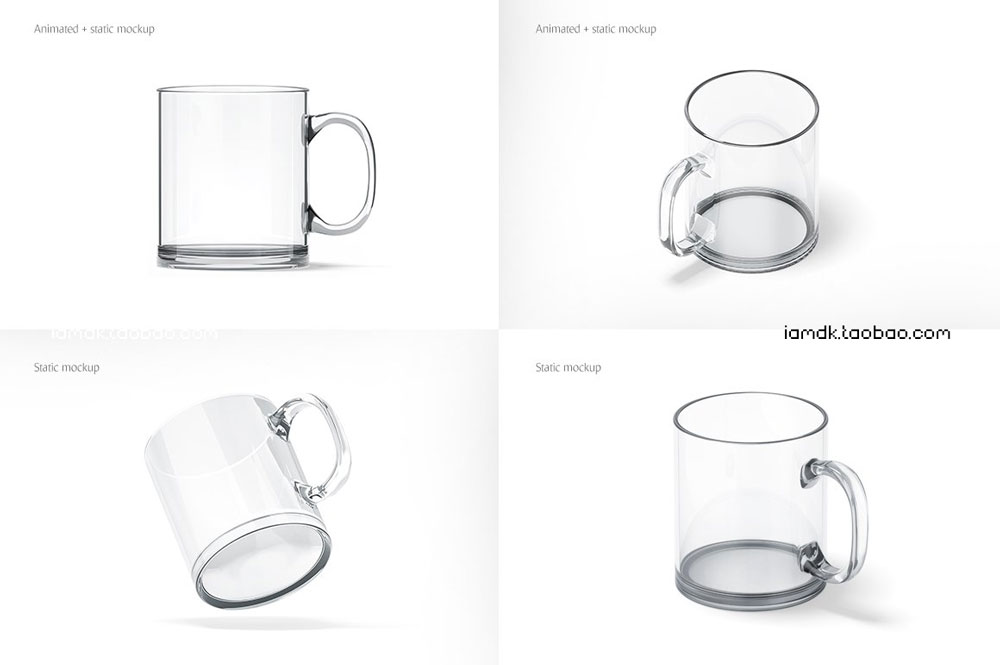 3D渲染透明旋转马克杯玻璃杯设计动态演示样机素材 Glass Mug Animated Mockup_img_2