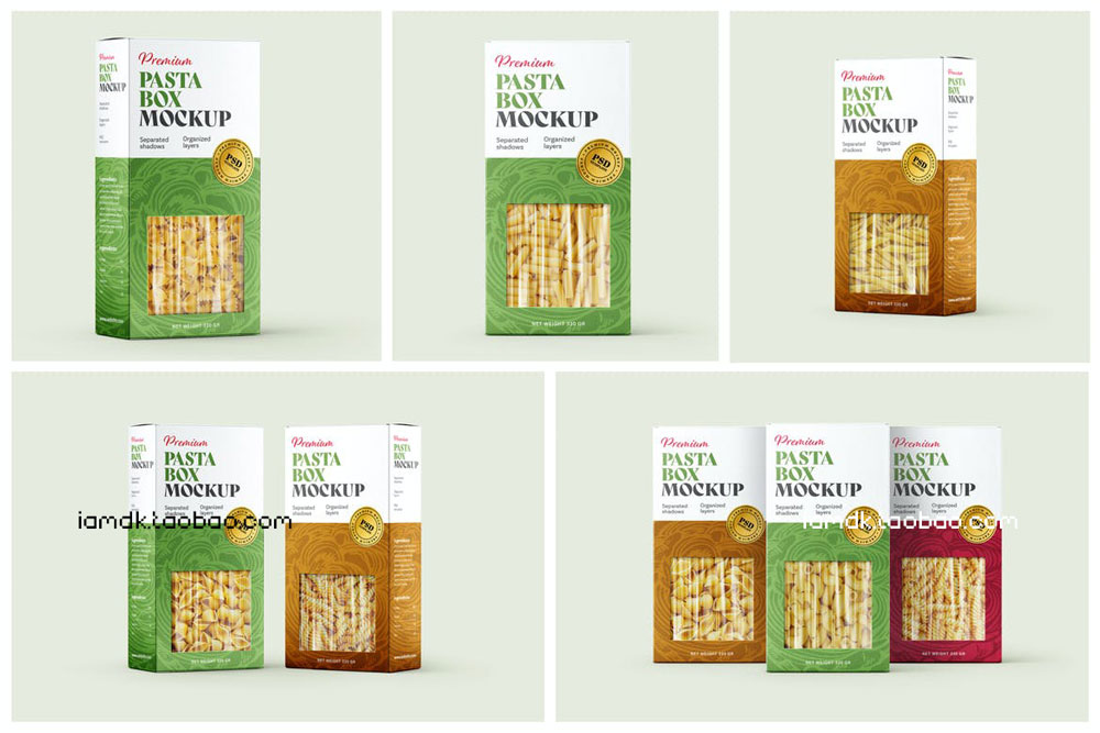 时尚面食食品包装盒设计展示贴图样机合集 Pasta Box Packaging Mockup Set_img_2