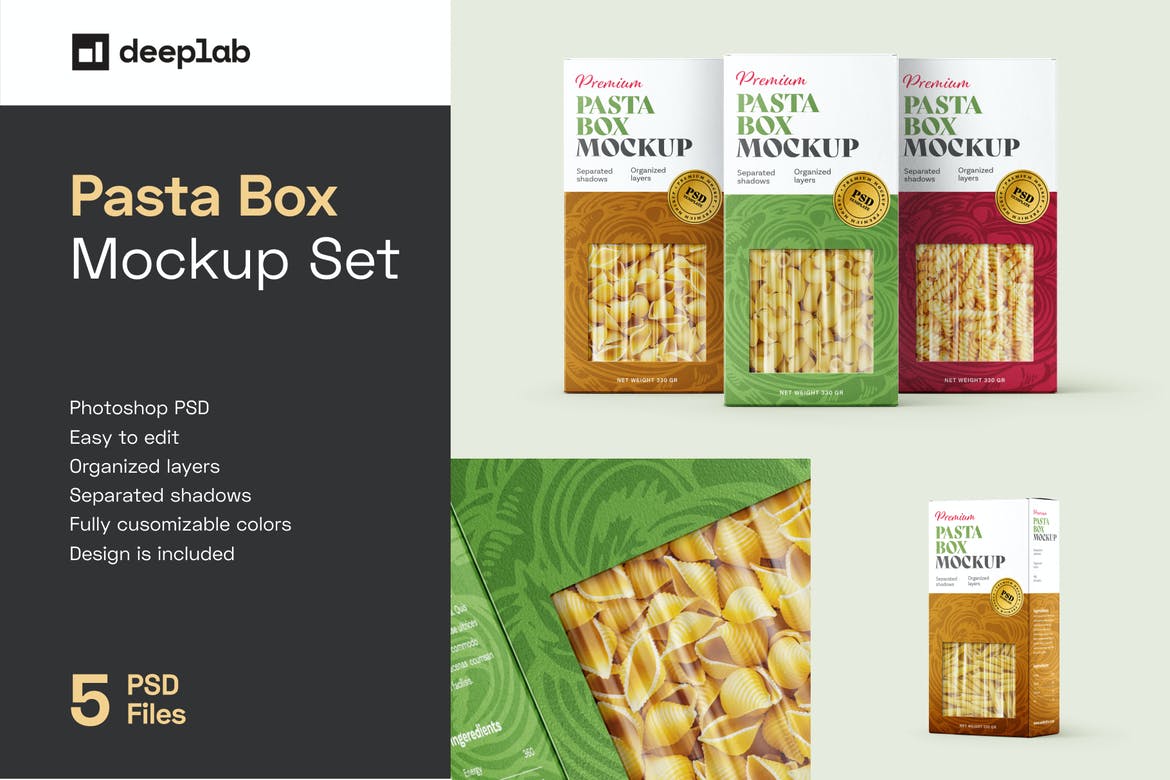 时尚面食食品包装盒设计展示贴图样机合集 Pasta Box Packaging Mockup Set_img_2