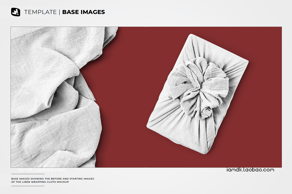 时尚亚麻包装布料印花图案设计展示贴图样机 Linen Wrapping Cloth Mockup_img_2