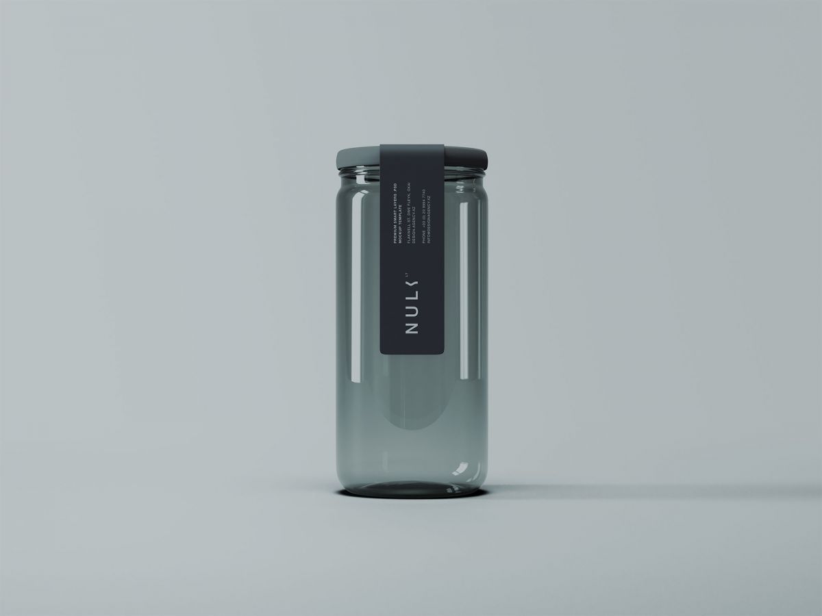 高透明食品罐头玻璃罐贴纸设计展示样机 Tall Transparent Glass Jar Mockup_img_3