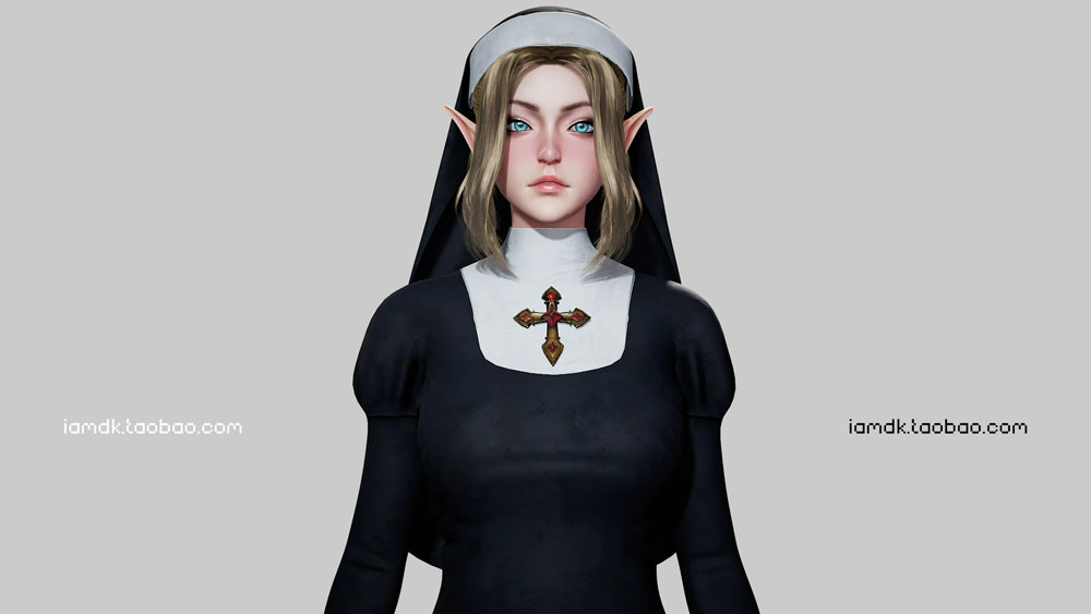 UE模型 中世纪女祭司精灵护士3D设计素材 Unreal Engine – Nun Girl Modular_img_2