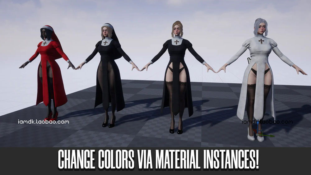 UE模型 中世纪女祭司精灵护士3D设计素材 Unreal Engine – Nun Girl Modular_img_2