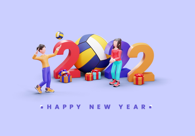 2022年新年卡通立体字商务场景PSD设计素材 2022 New Year Cartoon Font_img_2