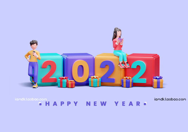 2022年新年卡通立体字商务场景PSD设计素材 2022 New Year Cartoon Font_img_2