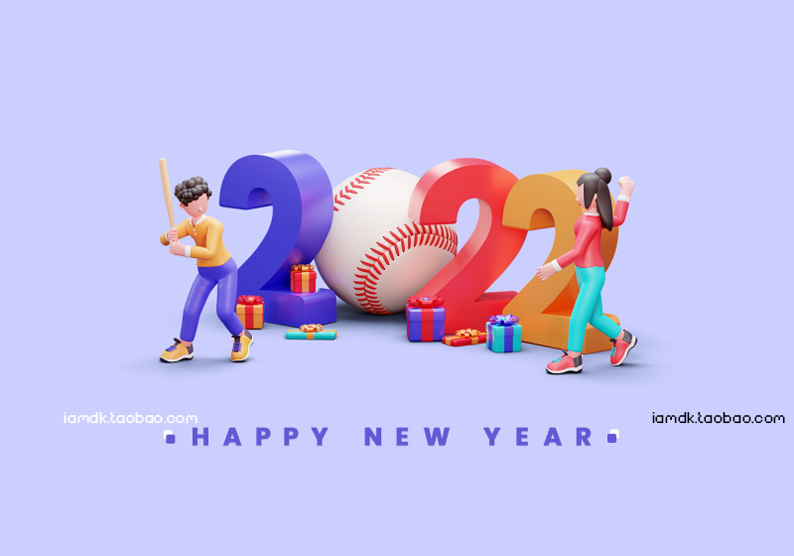 2022年新年卡通立体字商务场景PSD设计素材 2022 New Year Cartoon Font_img_2