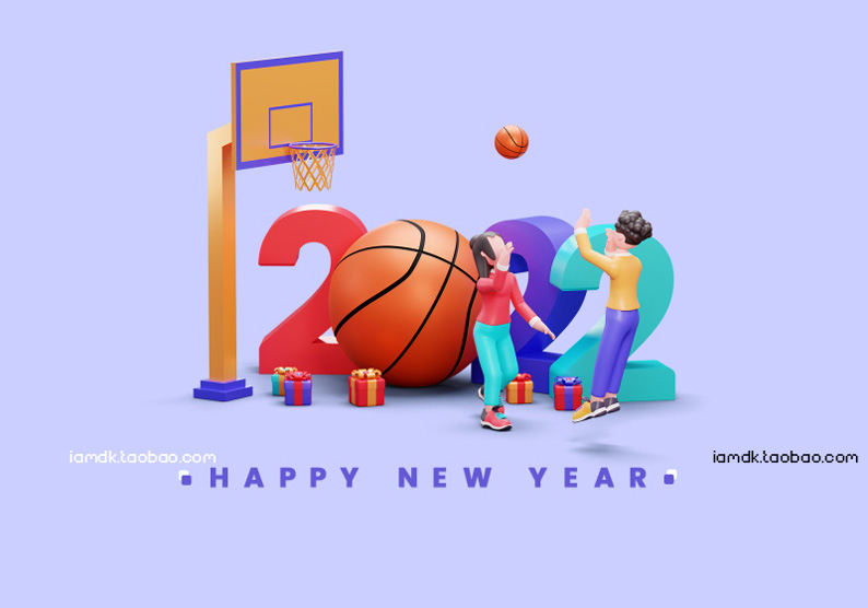 2022年新年卡通立体字商务场景PSD设计素材 2022 New Year Cartoon Font_img_2