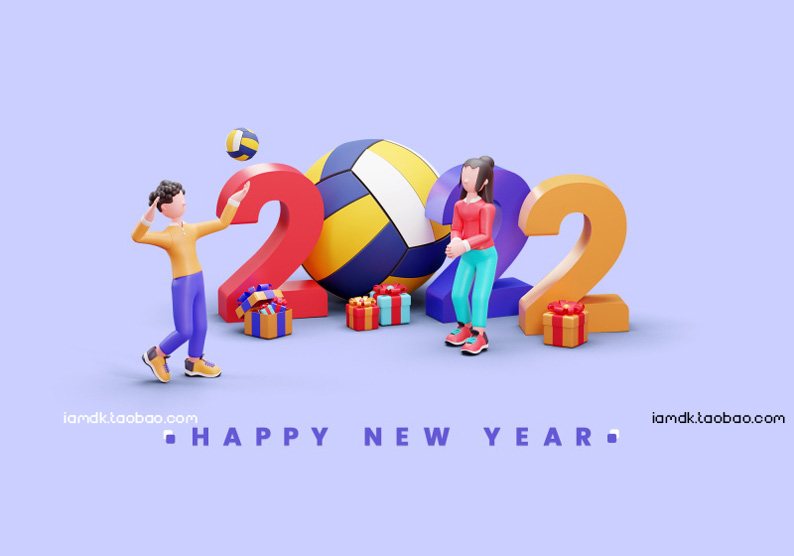 2022年新年卡通立体字商务场景PSD设计素材 2022 New Year Cartoon Font_img_2