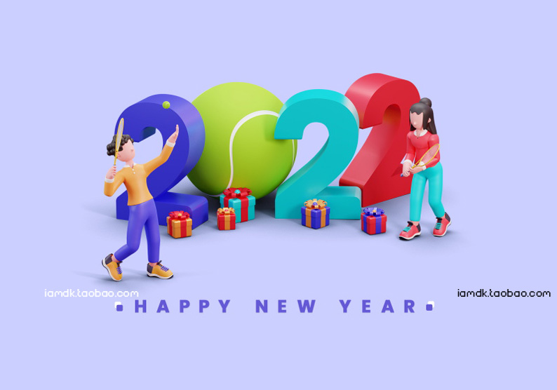 2022年新年卡通立体字商务场景PSD设计素材 2022 New Year Cartoon Font_img_2