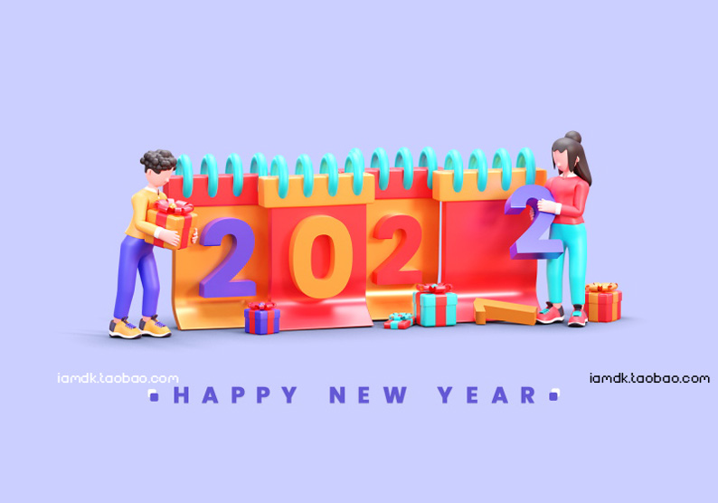 2022年新年卡通立体字商务场景PSD设计素材 2022 New Year Cartoon Font_img_2