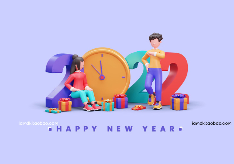 2022年新年卡通立体字商务场景PSD设计素材 2022 New Year Cartoon Font_img_2