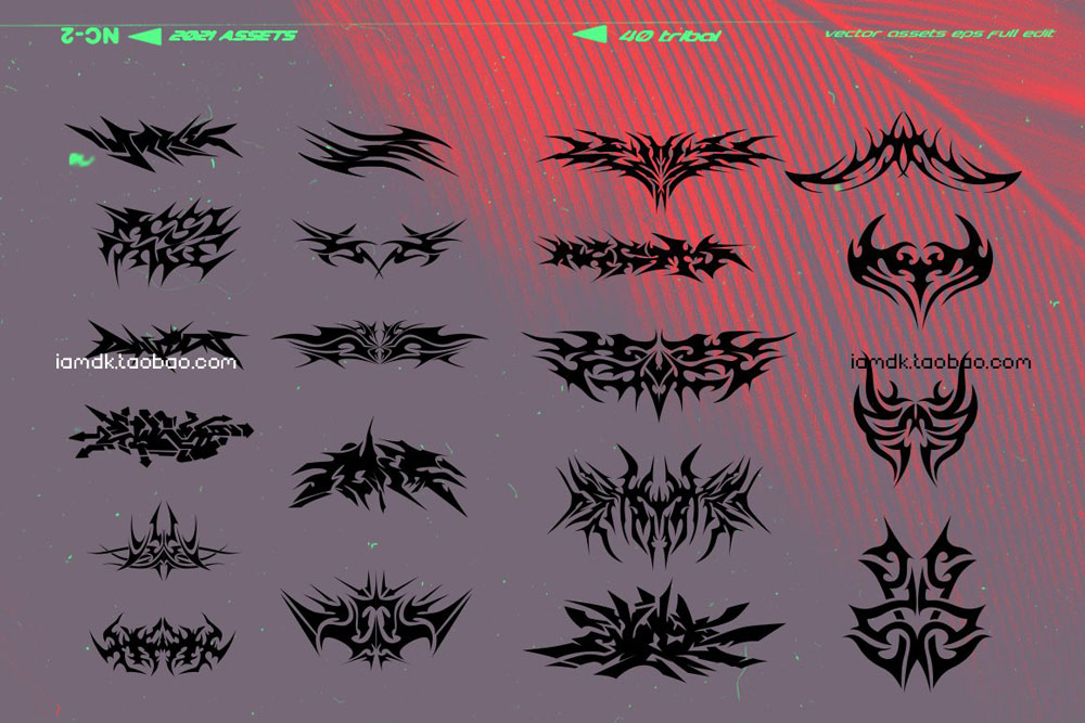 40款潮流复古部落图腾火焰纹身Logo徽章图形Ai矢量设计素材源文件 HYPER HIRO - 40 New Tribal_img_2