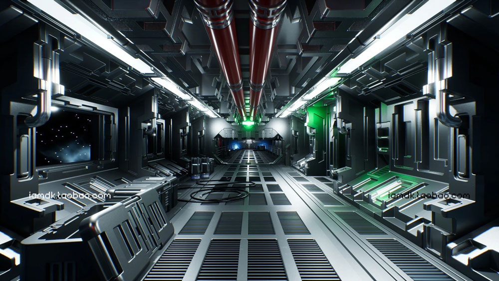 UE模型 炫酷未来科幻飞船战舰内部设计装饰效果图素材 Unreal Engine – Modular Sci-Fi Interior II_img_2