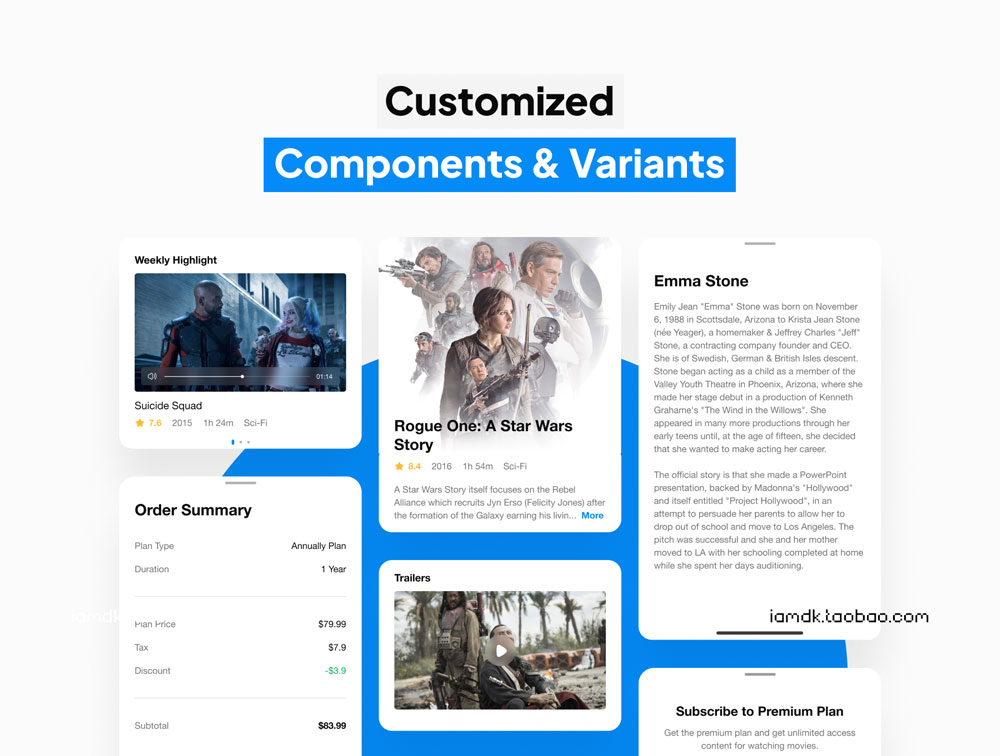 移动影院手机App界面设计在线电影Ui设计素材 Moviers - Movie Streaming App UI Kit_img_2