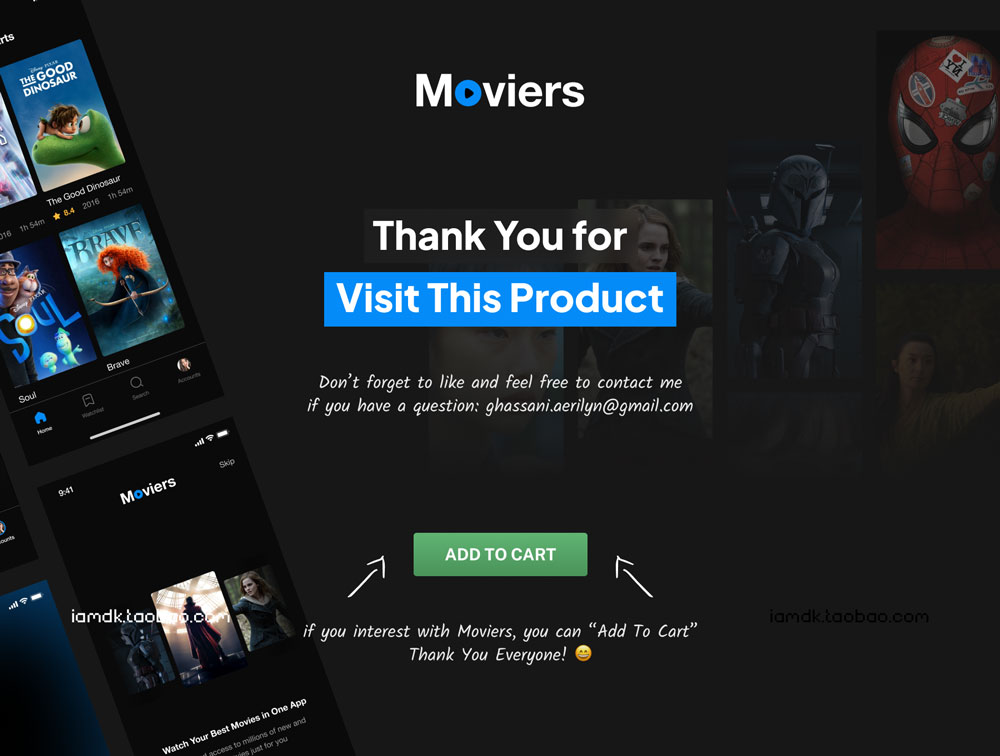 移动影院手机App界面设计在线电影Ui设计素材 Moviers - Movie Streaming App UI Kit_img_2