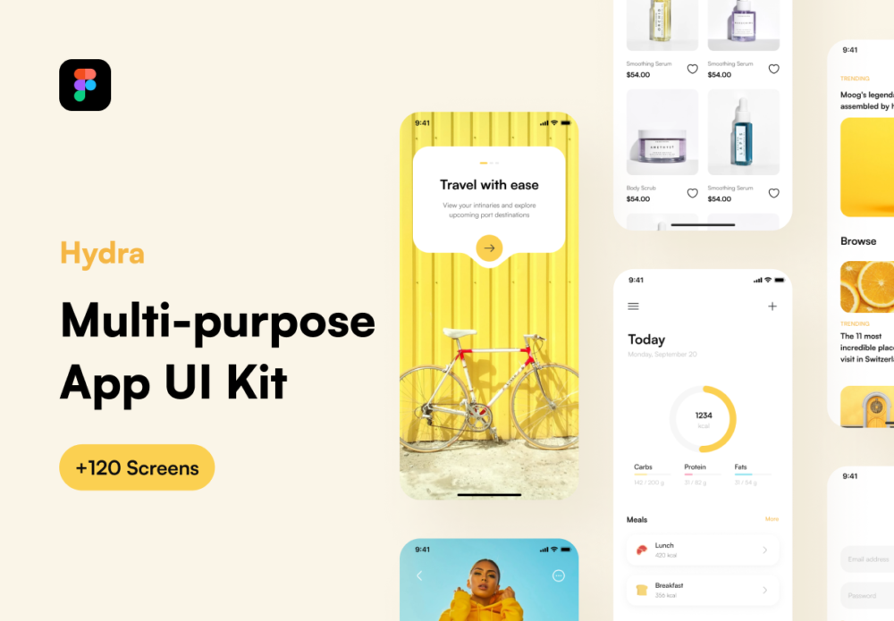 时尚多用途旅游社交新闻商城APP界面设计UI套件 Hydra - Multipurpose App UI Kit_img_2