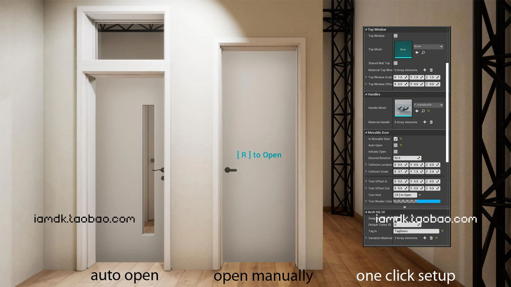 UE模型 多款标准手推门外观设计3D素材 Unreal Engine – Universal Door Blueprint_img_2