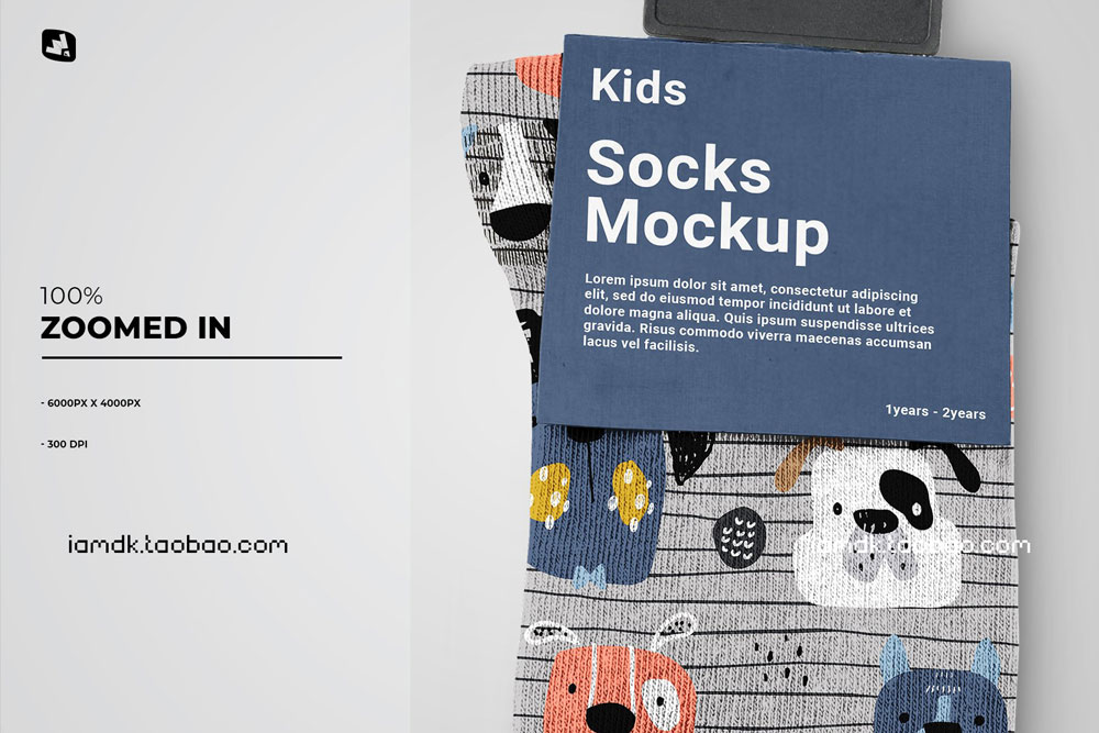 婴儿高筒袜子印花图案设计展示样机素材 Kids High Socks Mockup_img_2