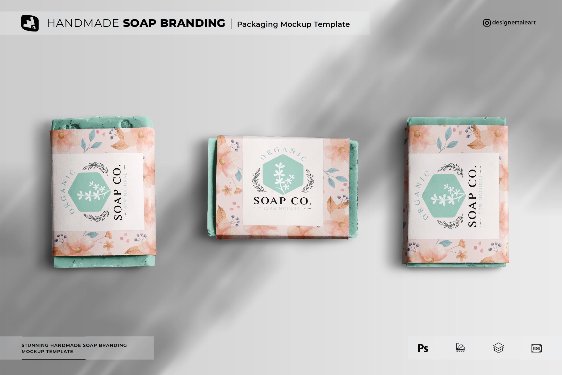 手工香皂品牌包装图案设计展示贴图PS样机素材 Handmade Soap Branding Mockup_img_2