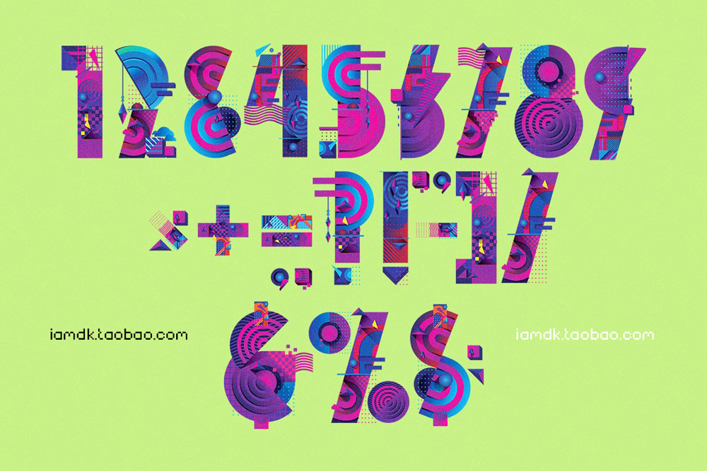 超级创意独特炫彩字母数字矢量设计素材套装 Colorful Creative Geometric Alphabet_img_2