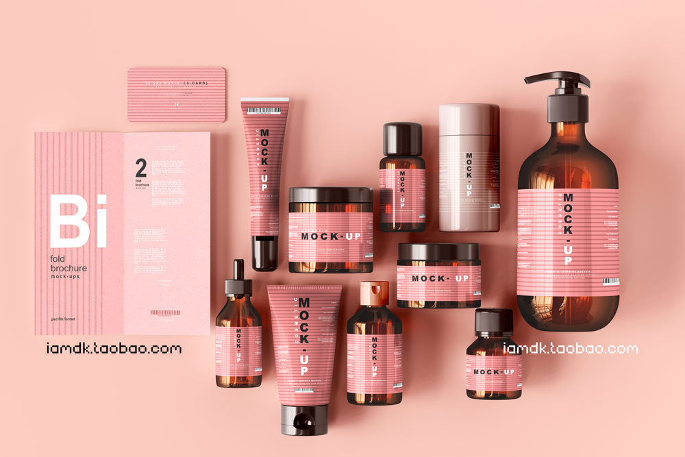 时尚优雅化妆品品牌Logo包装设计展示贴图样机 Cosmetic Branding Mockup Scene_img_2