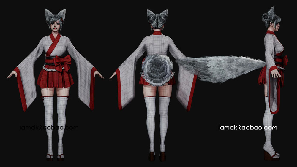 UE模型 虚幻游戏引擎带刀狐狸女武士素材资源 Unreal Engine – Kitsune_img_2