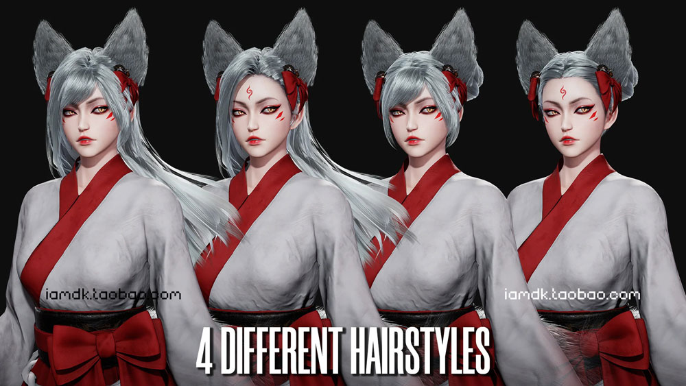 UE模型 虚幻游戏引擎带刀狐狸女武士素材资源 Unreal Engine – Kitsune_img_2