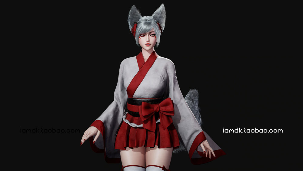 UE模型 虚幻游戏引擎带刀狐狸女武士素材资源 Unreal Engine – Kitsune_img_2