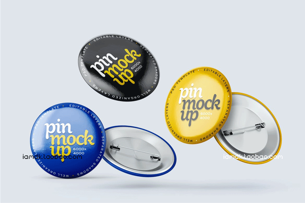 10个华丽品牌Logo徽标徽章胸牌设计展示贴图样机模板 Pin Button Mockup Set_img_2