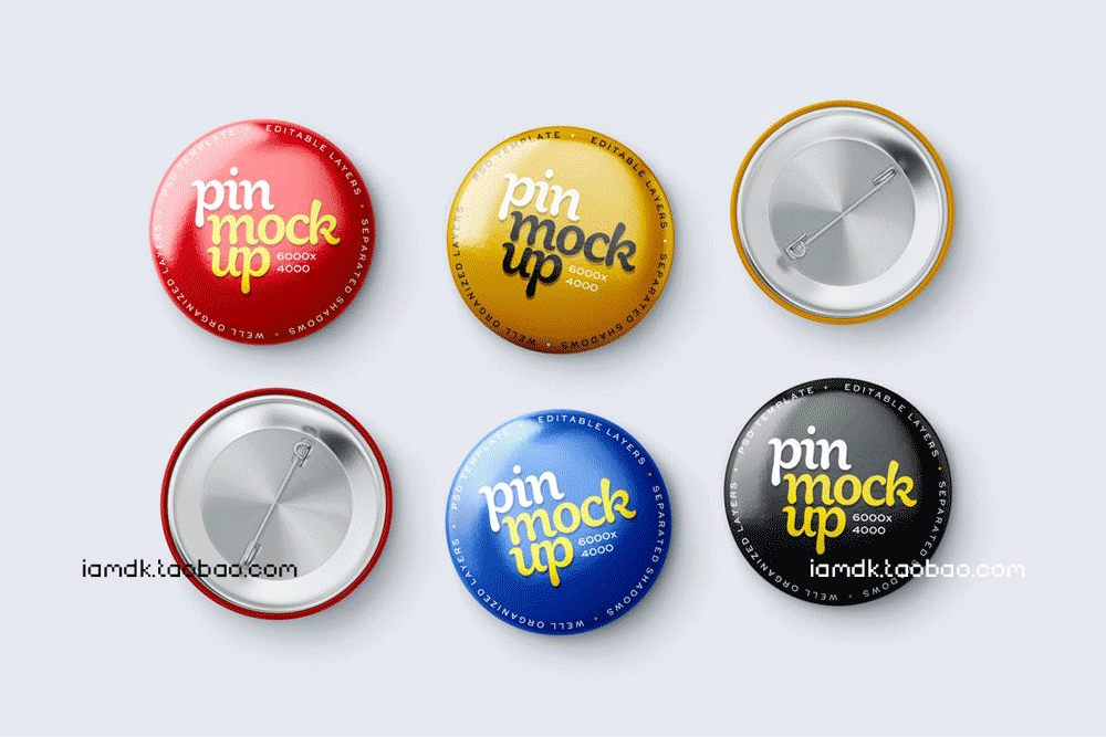 10个华丽品牌Logo徽标徽章胸牌设计展示贴图样机模板 Pin Button Mockup Set_img_2