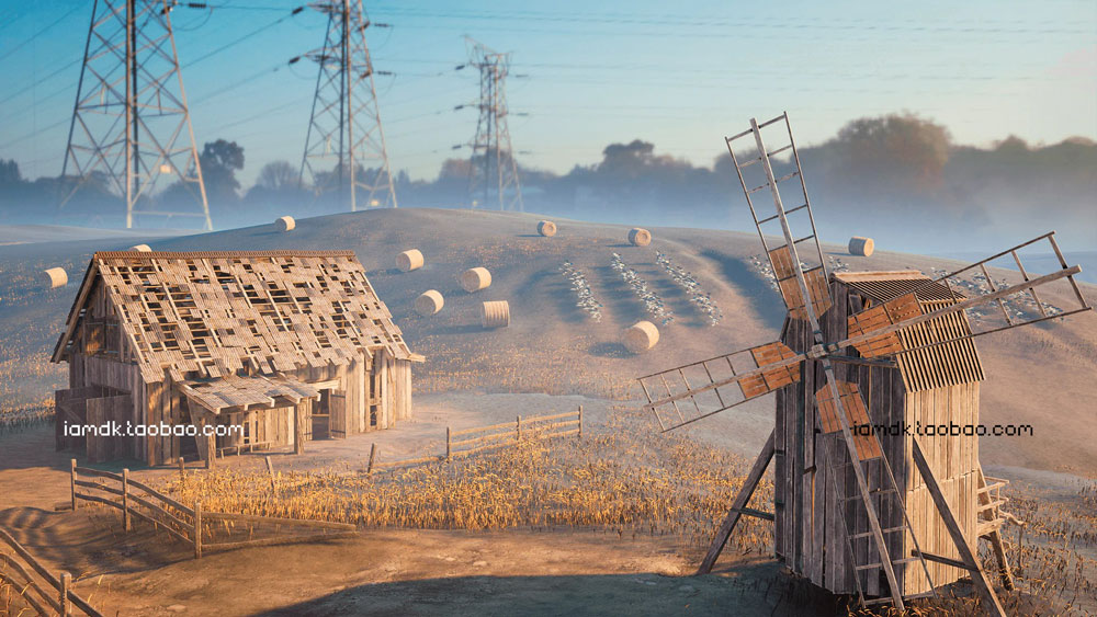 UE模型 复古中世纪木屋谷仓农场场景3D设计素材 Unreal Engine – Countryside Windmills & Barns_img_2