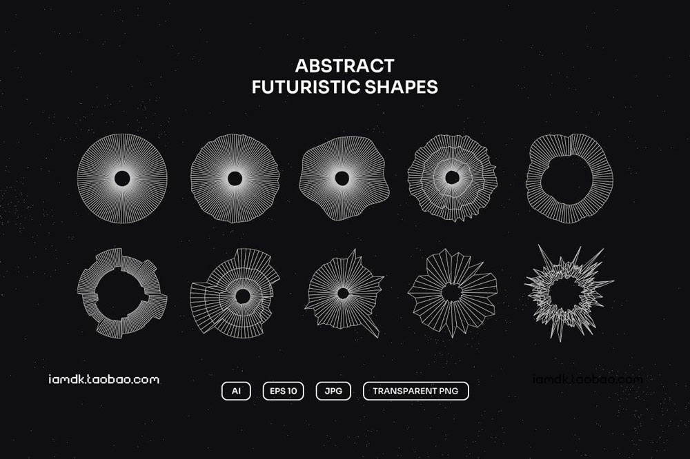 50款抽象艺术网格科幻未来极简3D立体几何多边形Ai设计素材源文件 50 Vector Geometric Shapes_img_2