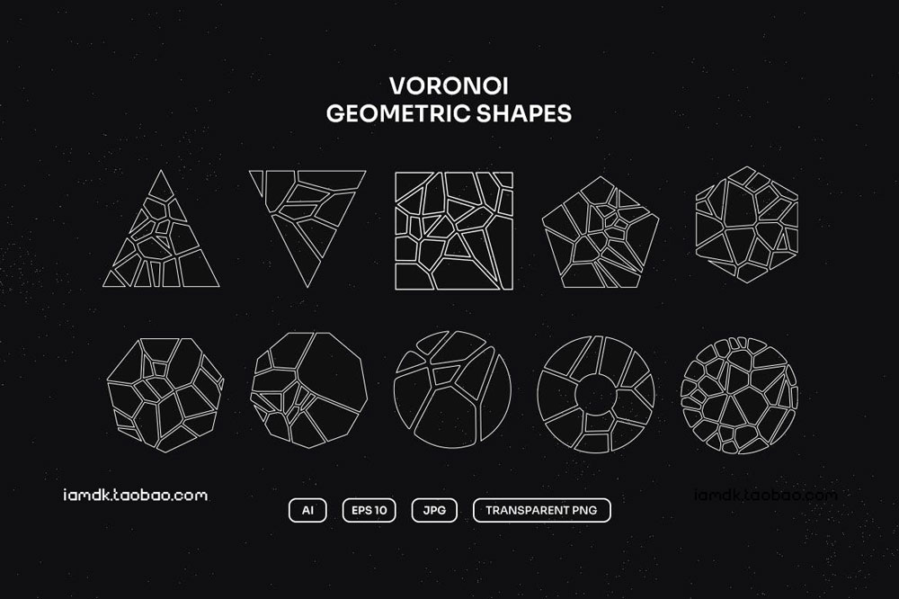 50款抽象艺术网格科幻未来极简3D立体几何多边形Ai设计素材源文件 50 Vector Geometric Shapes_img_2