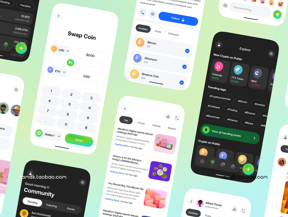 高质量加密社区社交应用程序APP界面设计UI套件 Crypto Community App UI Kit_img_2