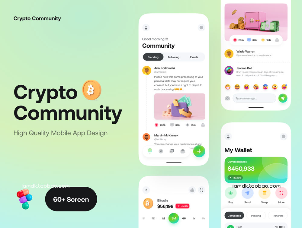 高质量加密社区社交应用程序APP界面设计UI套件 Crypto Community App UI Kit_img_2